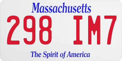 MA license plate 298IM7