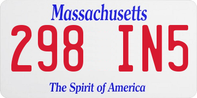 MA license plate 298IN5