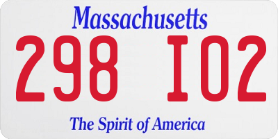 MA license plate 298IO2