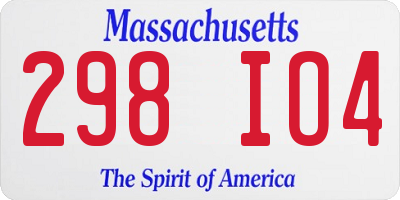 MA license plate 298IO4