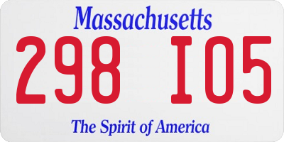 MA license plate 298IO5
