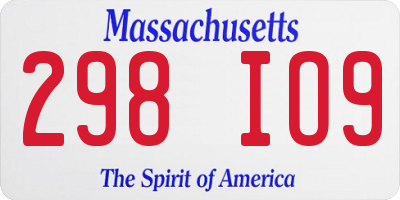 MA license plate 298IO9