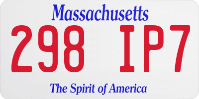 MA license plate 298IP7