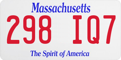 MA license plate 298IQ7