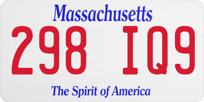 MA license plate 298IQ9