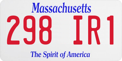 MA license plate 298IR1