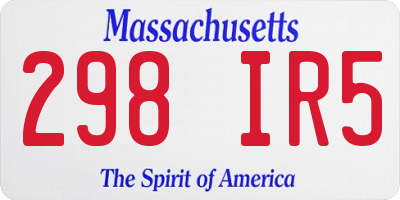 MA license plate 298IR5