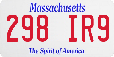 MA license plate 298IR9