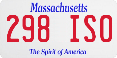 MA license plate 298IS0