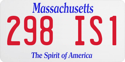 MA license plate 298IS1