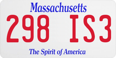 MA license plate 298IS3