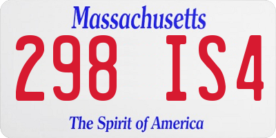 MA license plate 298IS4