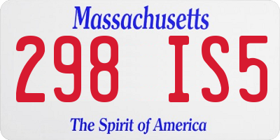 MA license plate 298IS5