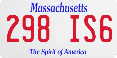 MA license plate 298IS6