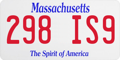 MA license plate 298IS9