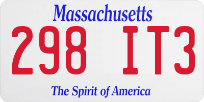 MA license plate 298IT3