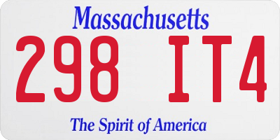 MA license plate 298IT4