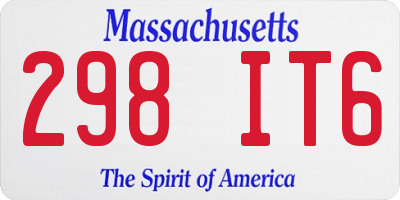 MA license plate 298IT6