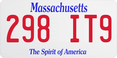 MA license plate 298IT9