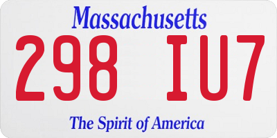 MA license plate 298IU7