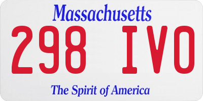 MA license plate 298IV0