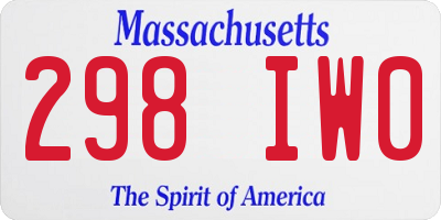 MA license plate 298IW0