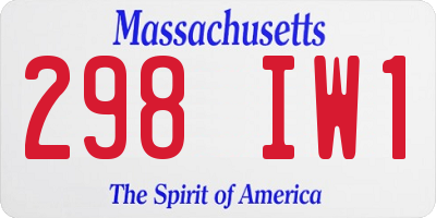MA license plate 298IW1