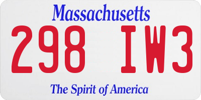 MA license plate 298IW3
