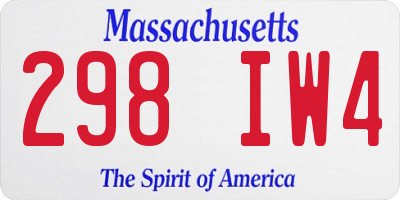 MA license plate 298IW4