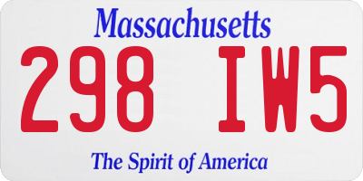 MA license plate 298IW5