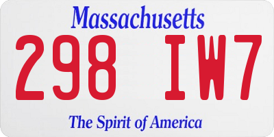 MA license plate 298IW7
