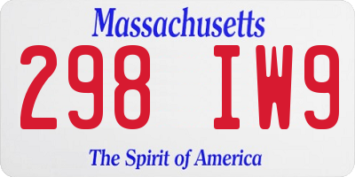 MA license plate 298IW9