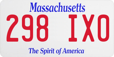 MA license plate 298IX0