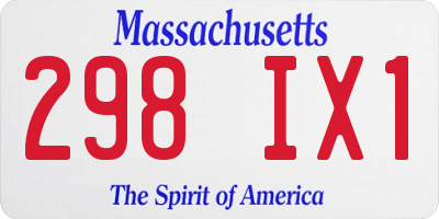MA license plate 298IX1