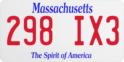 MA license plate 298IX3