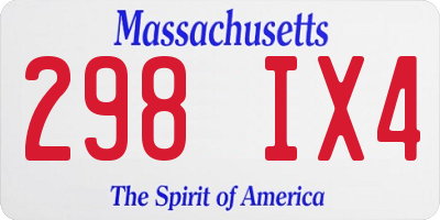 MA license plate 298IX4