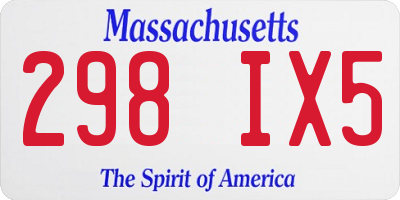 MA license plate 298IX5