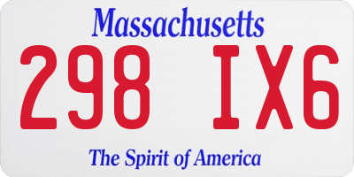 MA license plate 298IX6