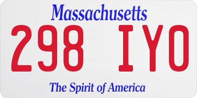 MA license plate 298IY0