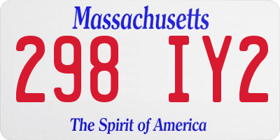 MA license plate 298IY2
