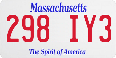 MA license plate 298IY3