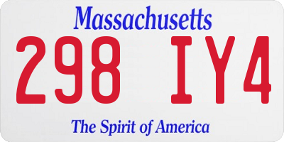 MA license plate 298IY4
