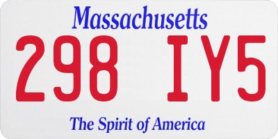 MA license plate 298IY5
