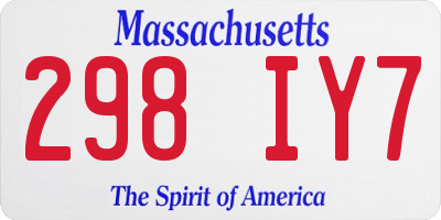 MA license plate 298IY7