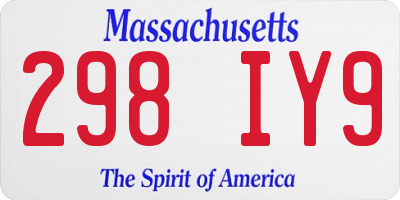 MA license plate 298IY9