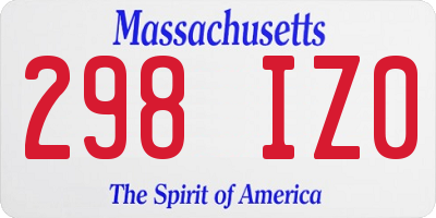 MA license plate 298IZ0