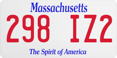 MA license plate 298IZ2