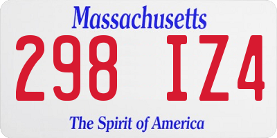 MA license plate 298IZ4