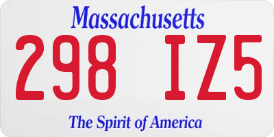 MA license plate 298IZ5