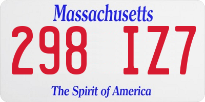 MA license plate 298IZ7
